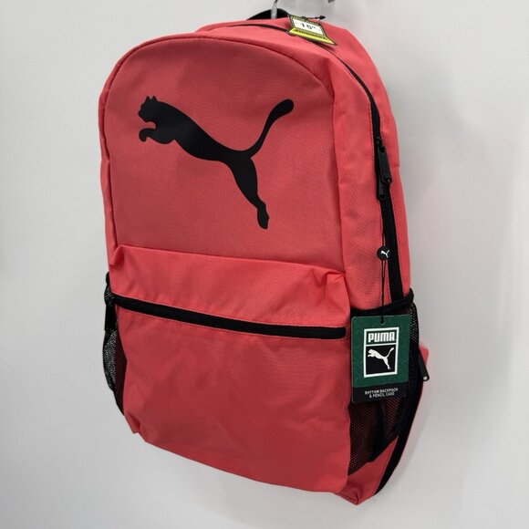 Puma Rhythm Backpack & Pencil Pouch In Coral Pink Girl/Woman School Gym - Picture 2 of 16
